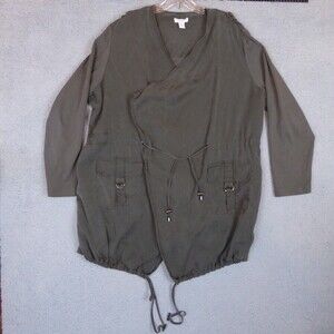 Carolina Belle Montreal Jacket Women's 3X Green Lightweight Tie Front Wrap Open